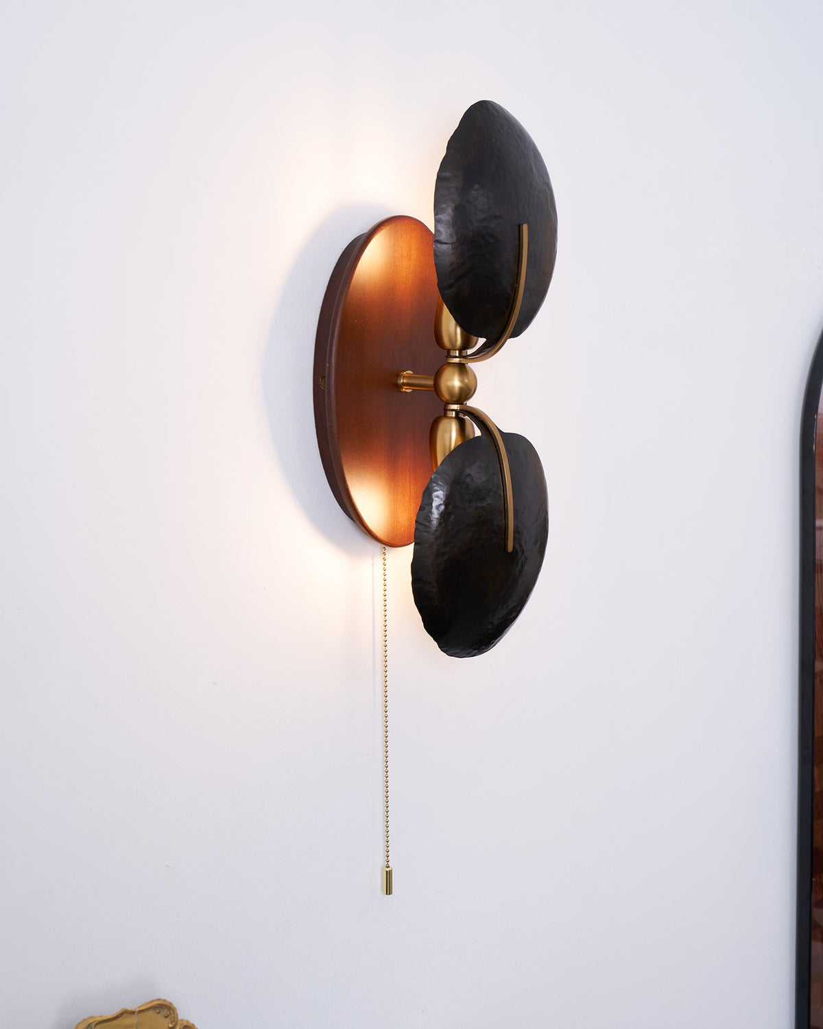 Walnut Brass Directional Wall Sconce