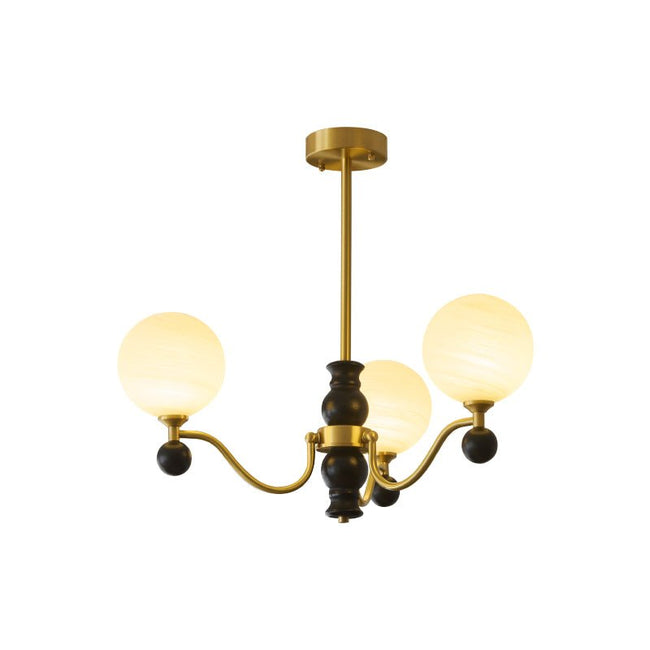 Glass Globe Brass Chandelier