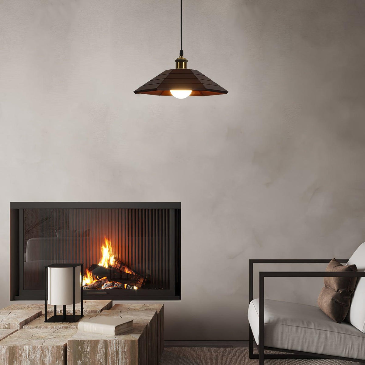 Wood Umbrella Pendant Light