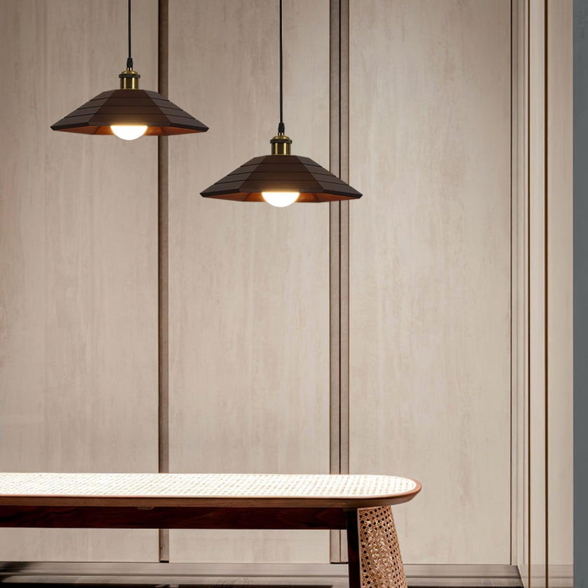 Wood Umbrella Pendant Light