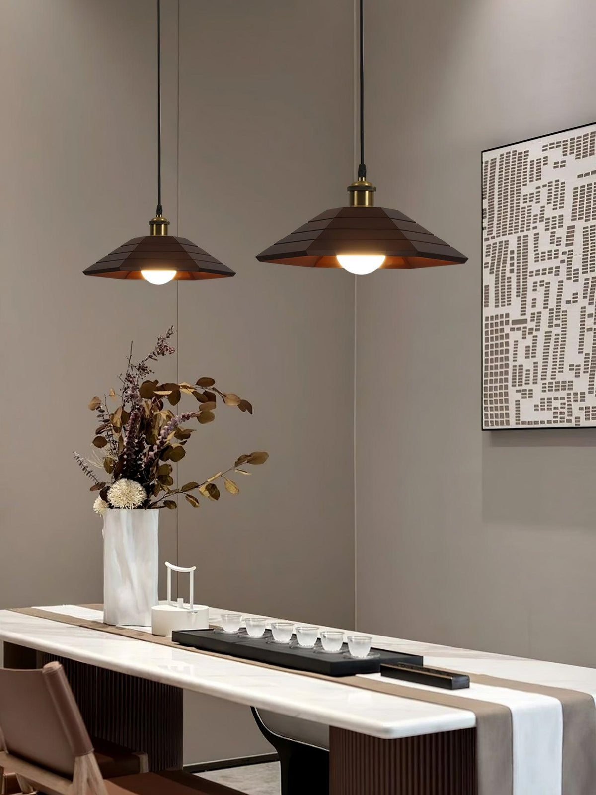 Wood Umbrella Pendant Light