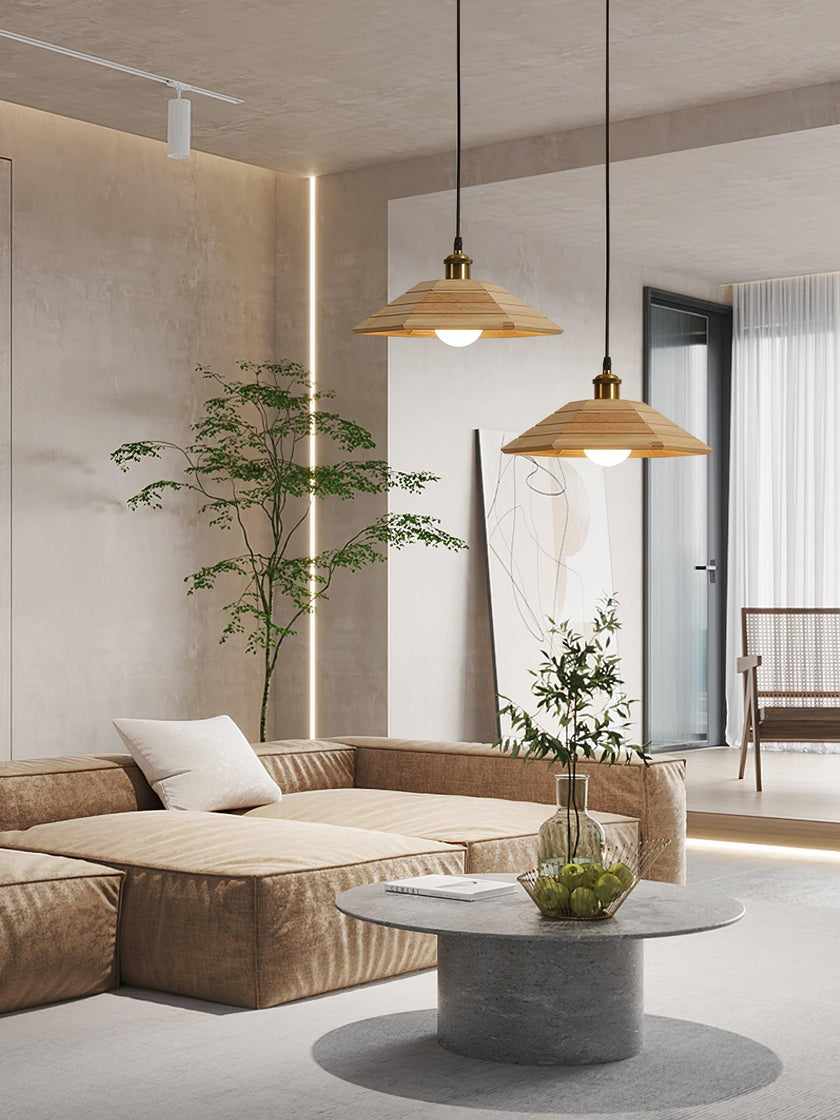 Wood Umbrella Pendant Light