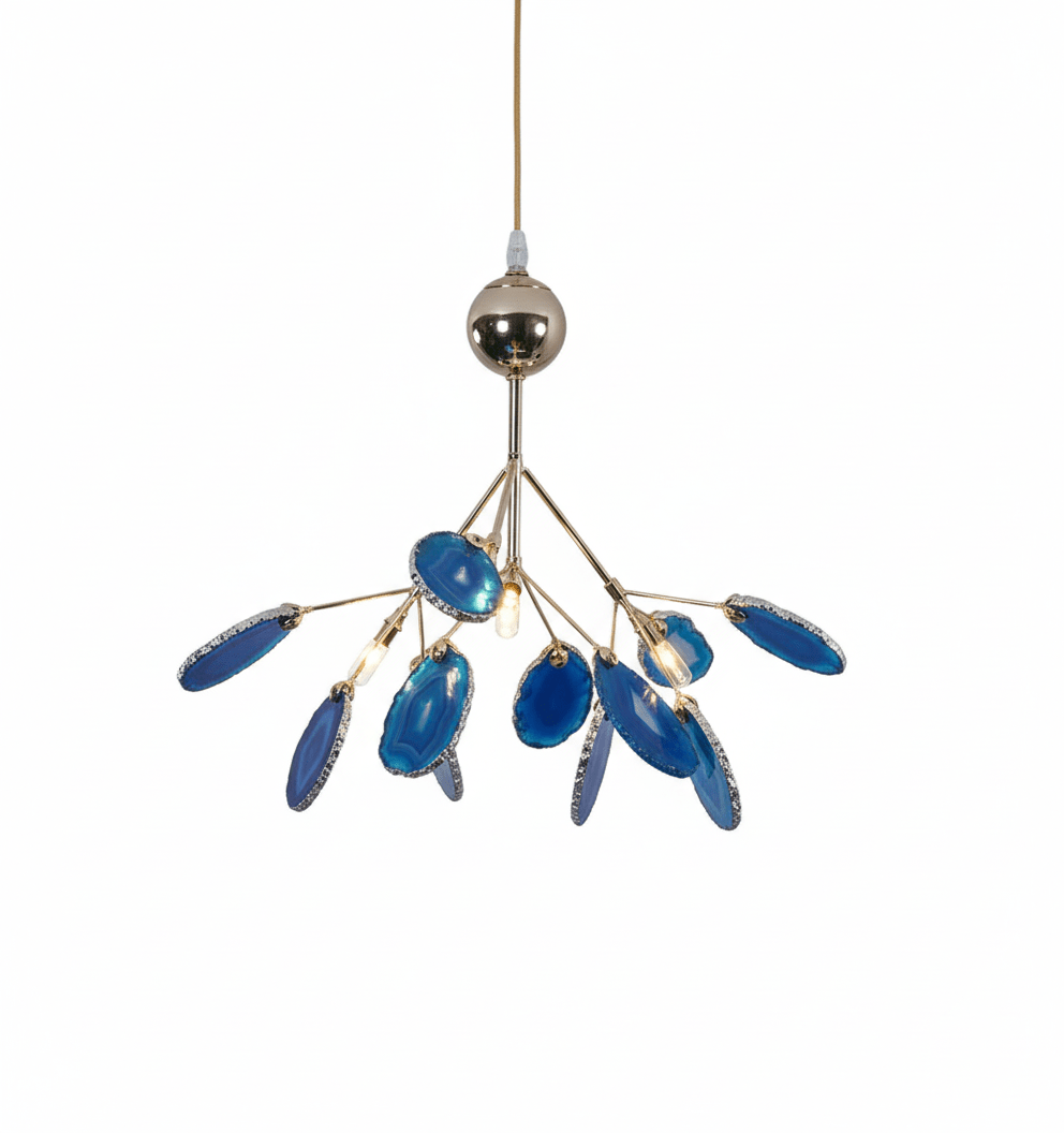 Agate Slice & Brass Chandelier