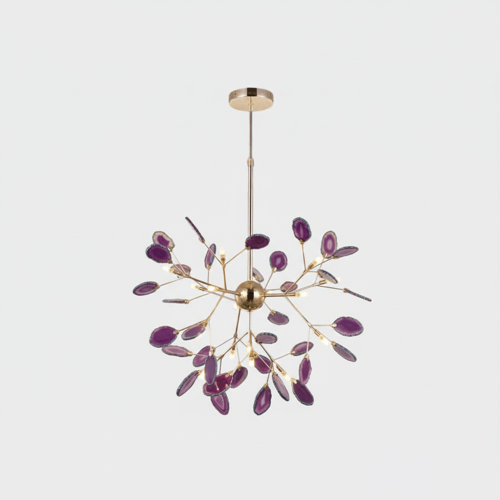 Agate Slice & Brass Chandelier