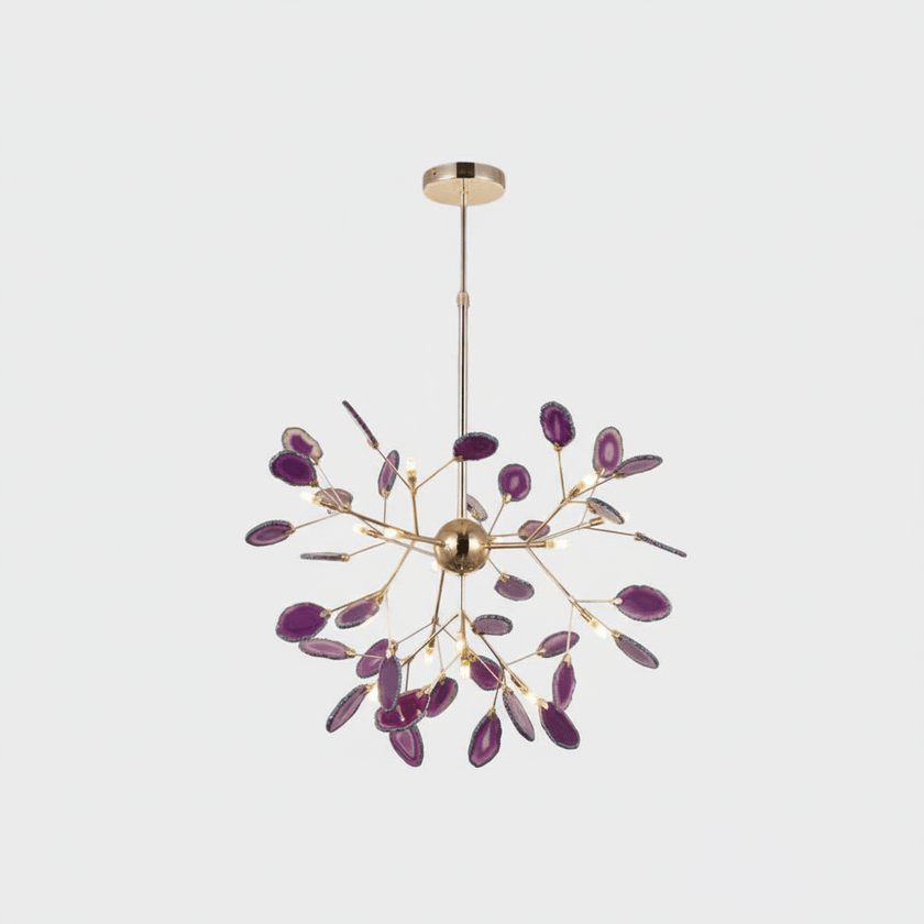 Agate Slice & Brass Chandelier