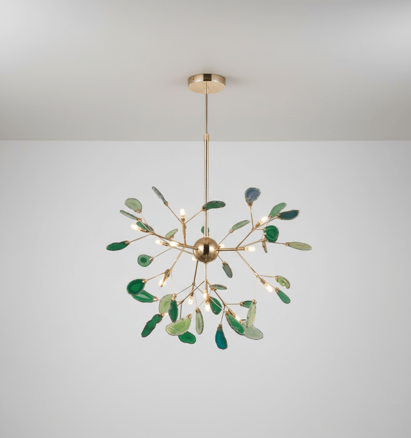 Agate Slice & Brass Chandelier