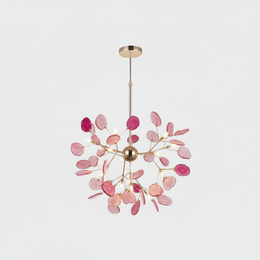 Agate Slice & Brass Chandelier