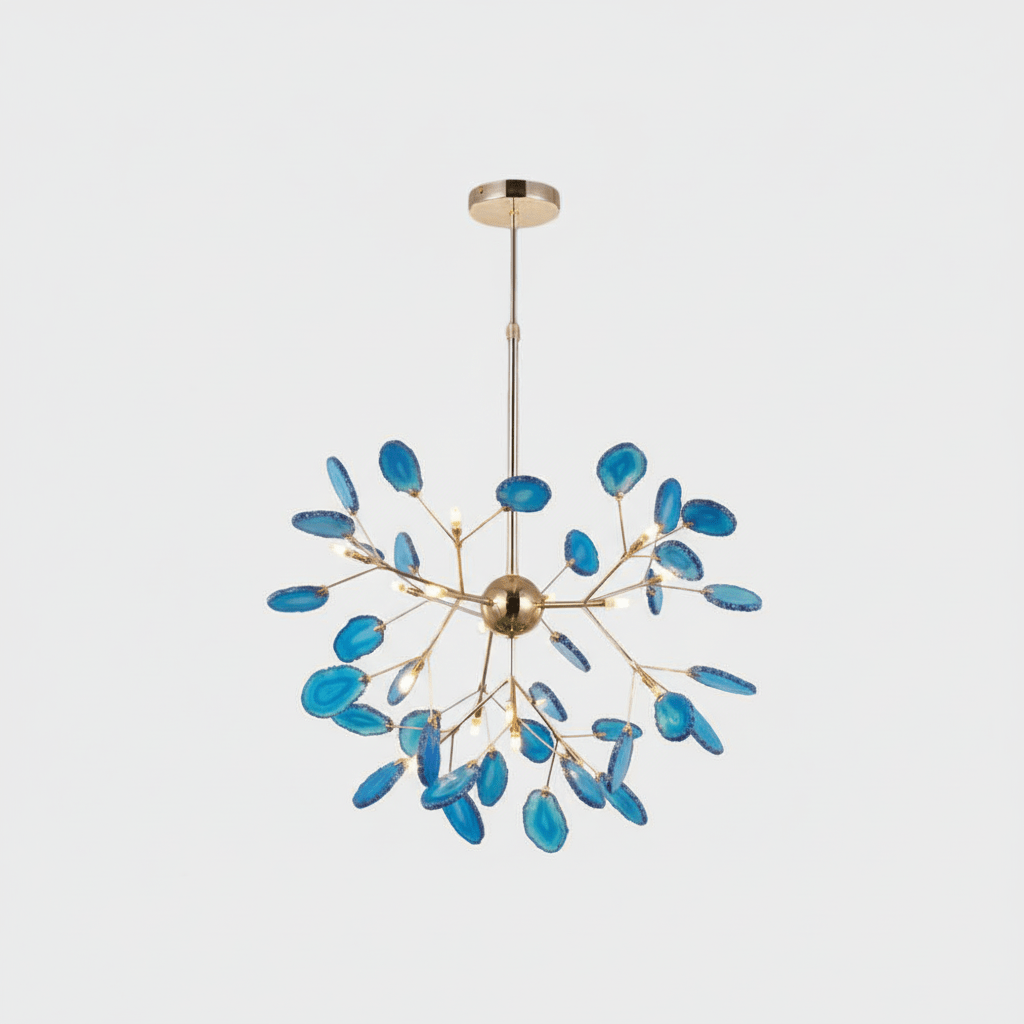 Agate Slice & Brass Chandelier