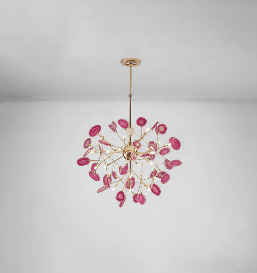 Agate Slice & Brass Chandelier