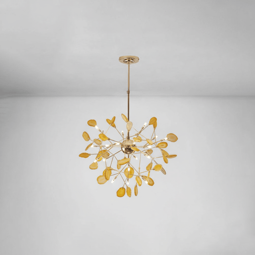 Agate Slice & Brass Chandelier