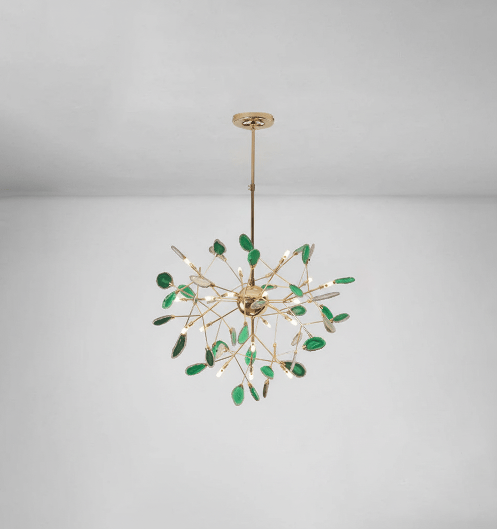 Agate Slice & Brass Chandelier