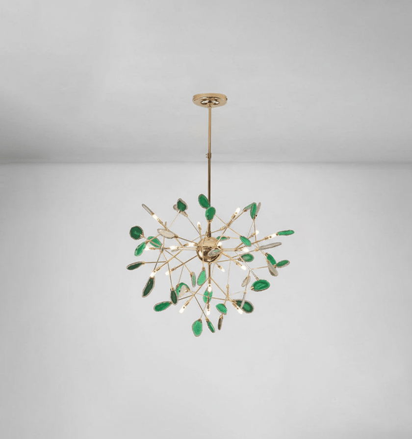 Agate Slice & Brass Chandelier