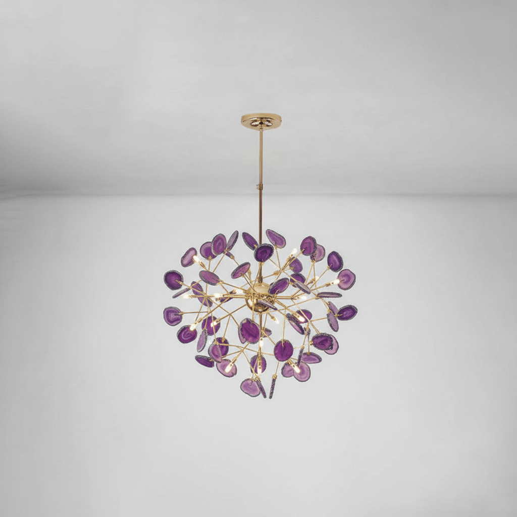 Agate Slice & Brass Chandelier