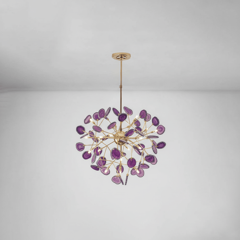 Agate Slice & Brass Chandelier