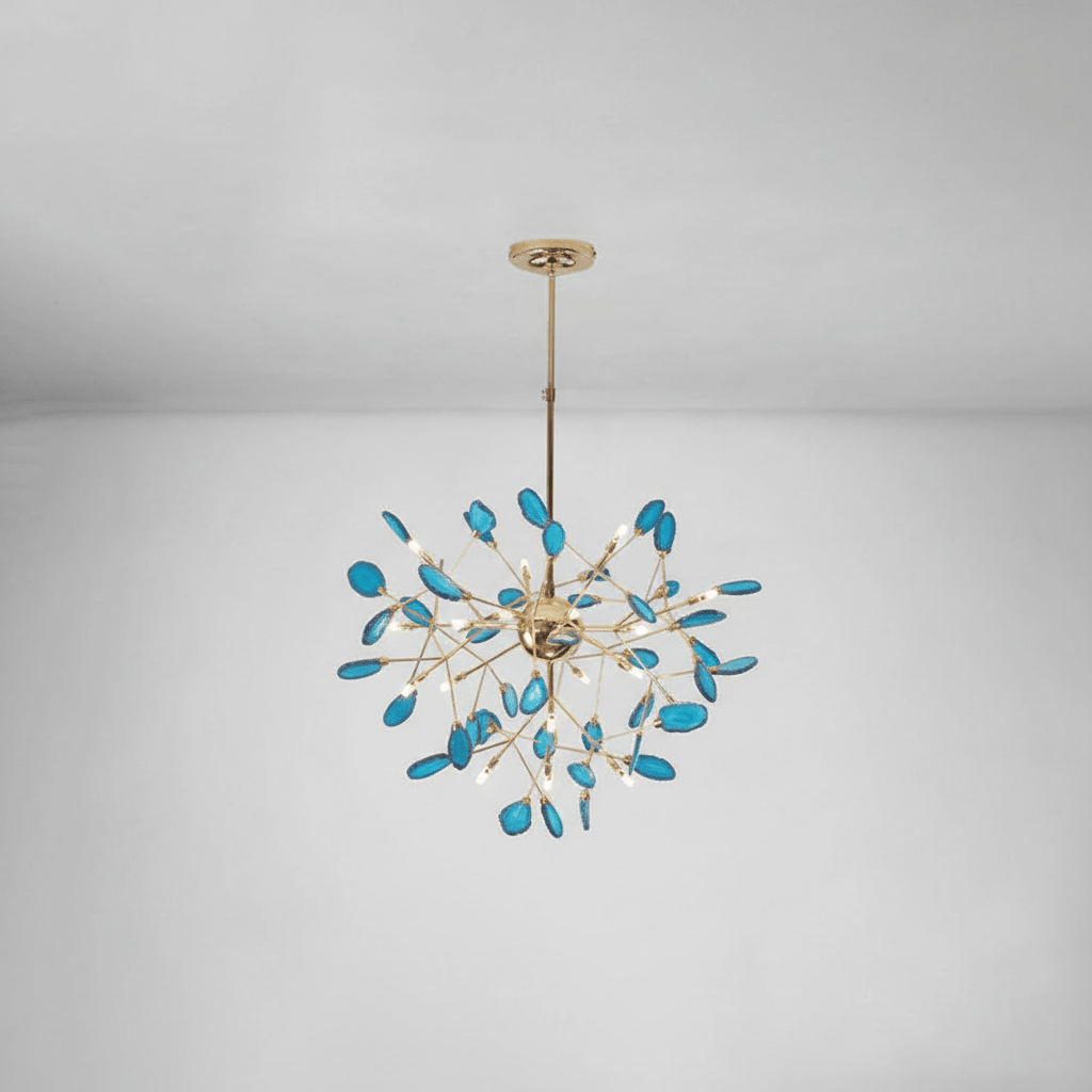 Agate Slice & Brass Chandelier