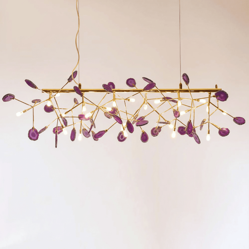 Agate Slice & Brass Chandelier