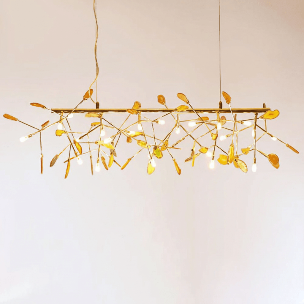 Agate Slice & Brass Chandelier
