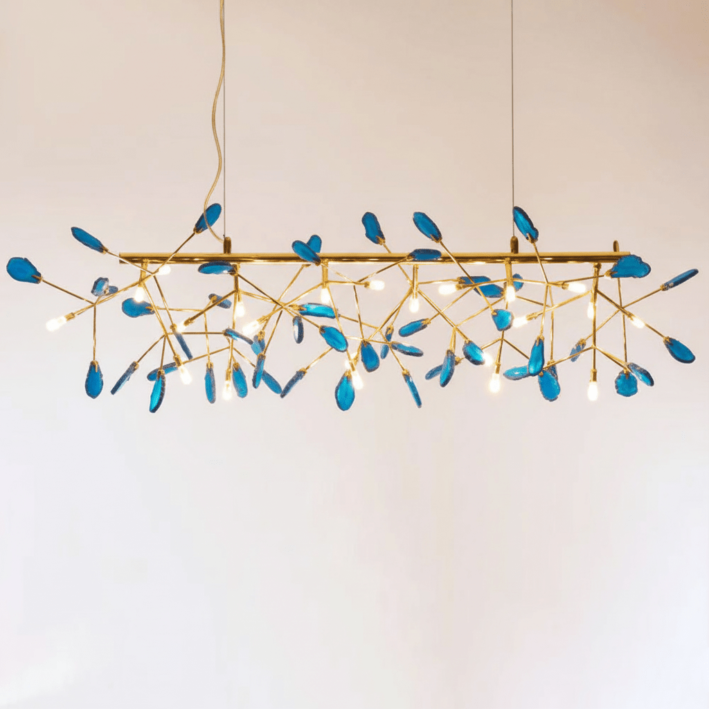 Agate Slice & Brass Chandelier