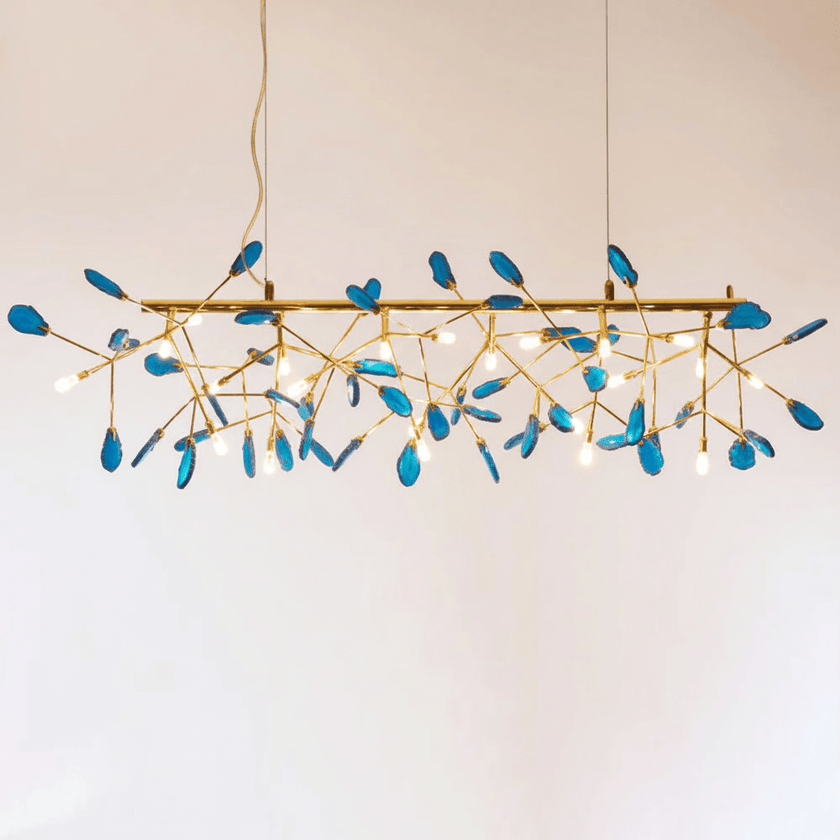 Agate Slice & Brass Chandelier