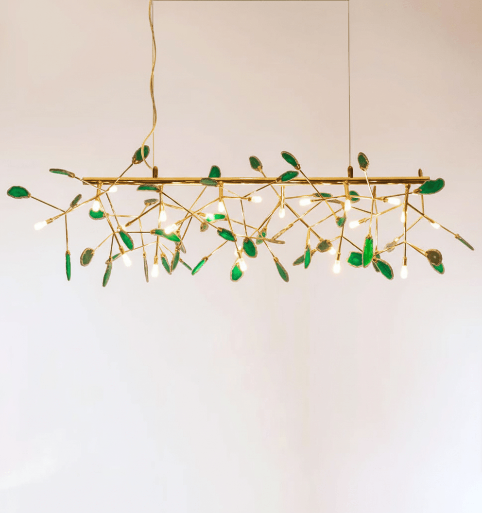 Agate Slice & Brass Chandelier