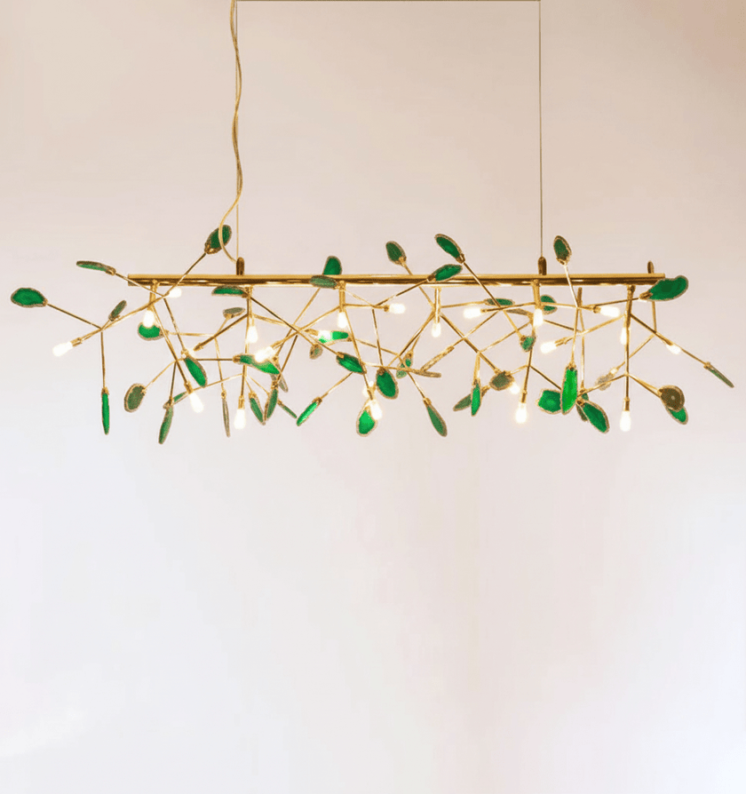 Agate Slice & Brass Chandelier
