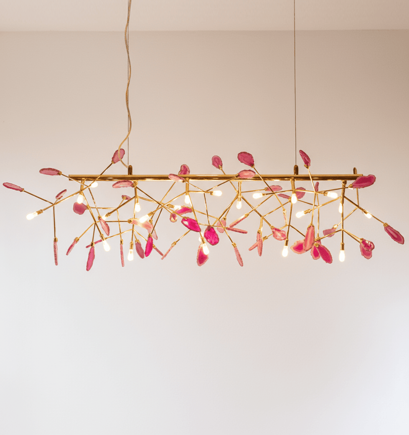 Agate Slice & Brass Chandelier