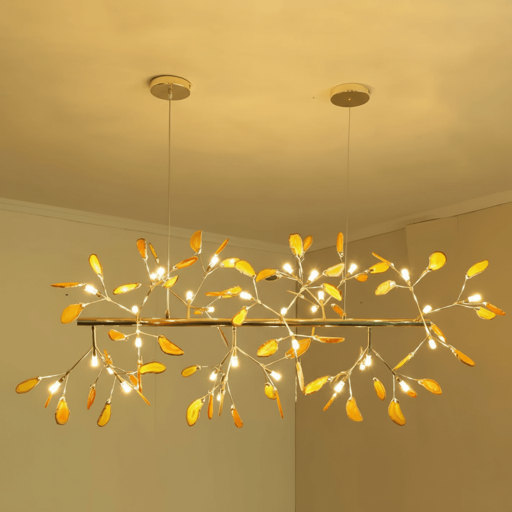 Agate Slice & Brass Chandelier