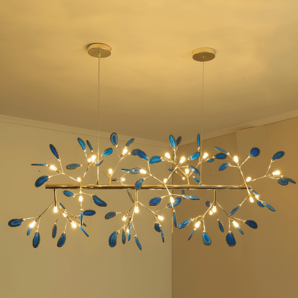 Agate Slice & Brass Chandelier