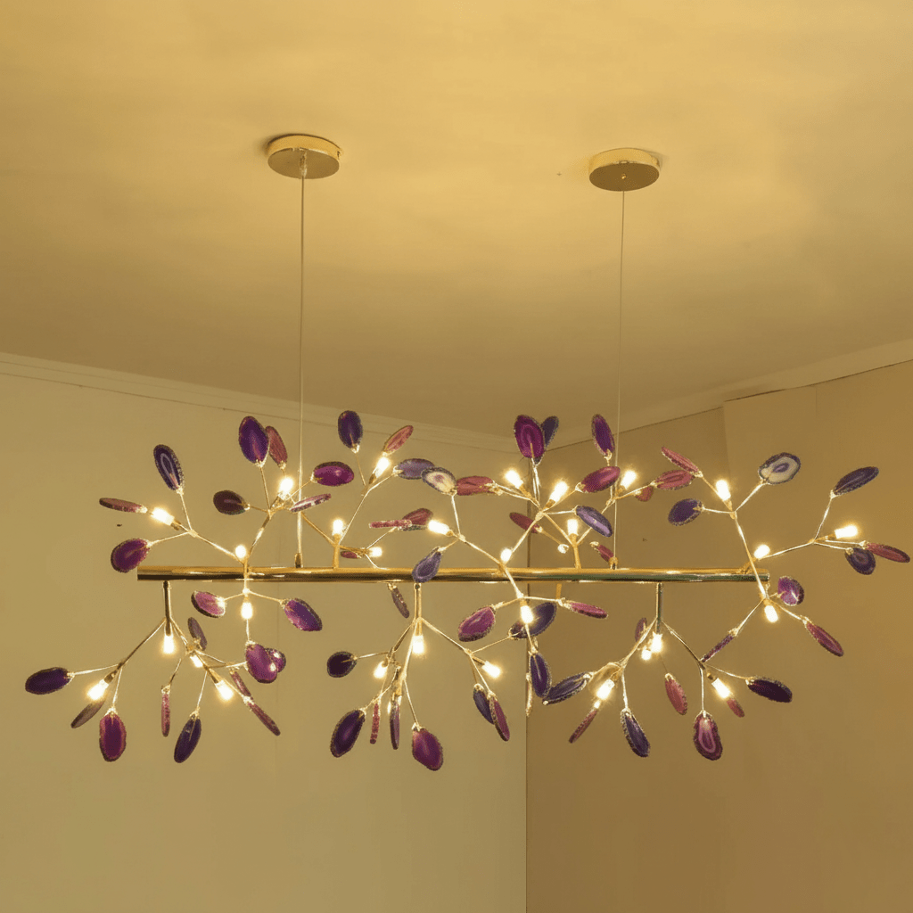 Agate Slice & Brass Chandelier