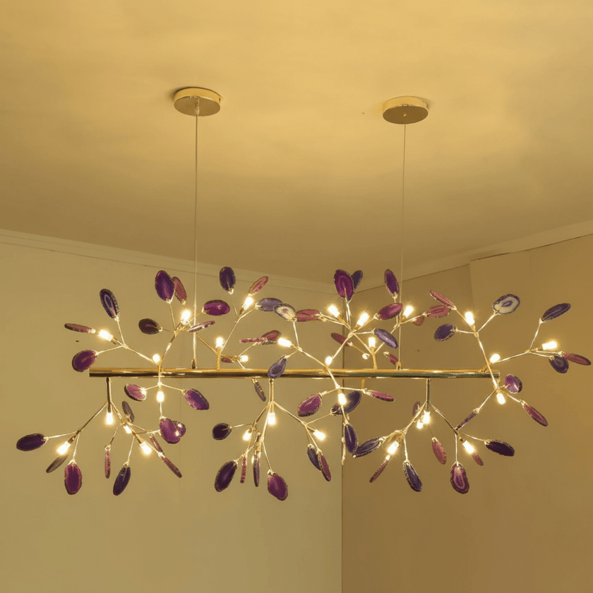 Agate Slice & Brass Chandelier