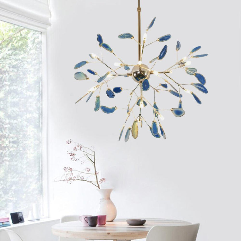 Agate Slice & Brass Chandelier