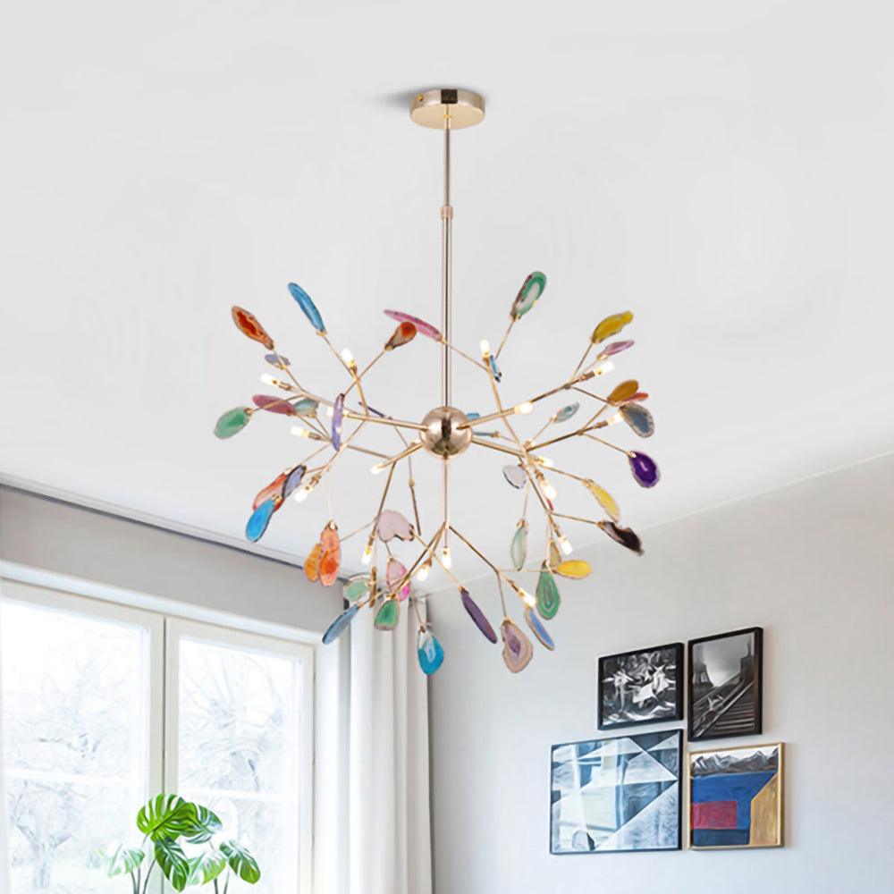 Agate Slice & Brass Chandelier