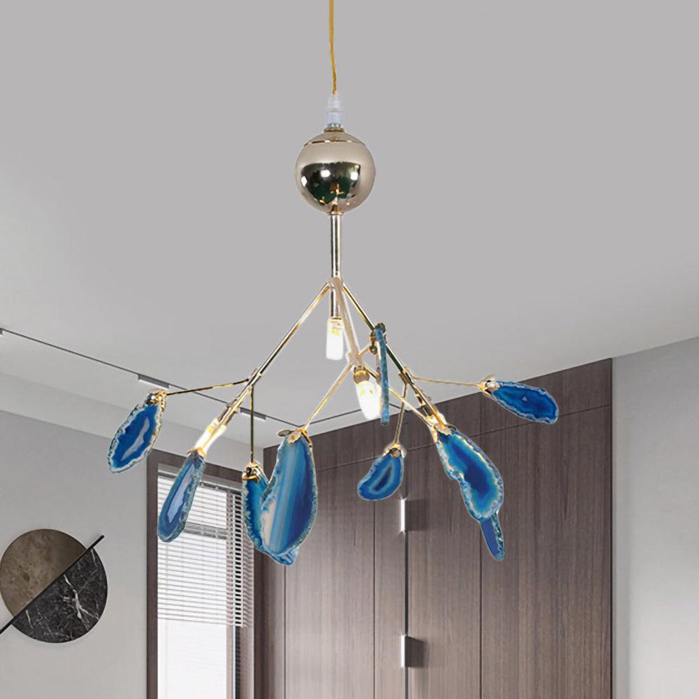 Agate Slice & Brass Chandelier