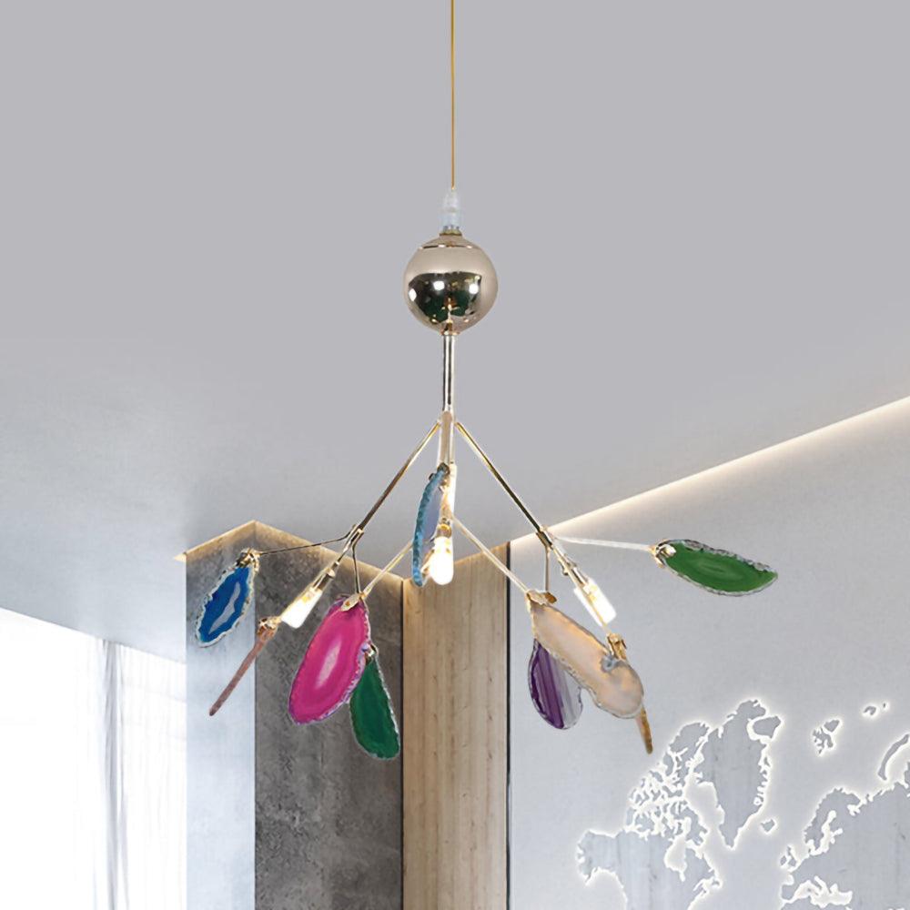 Agate Slice & Brass Chandelier