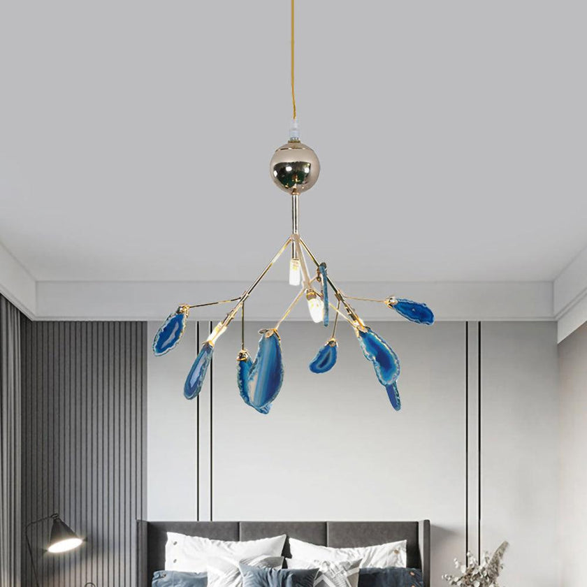 Agate Slice & Brass Chandelier