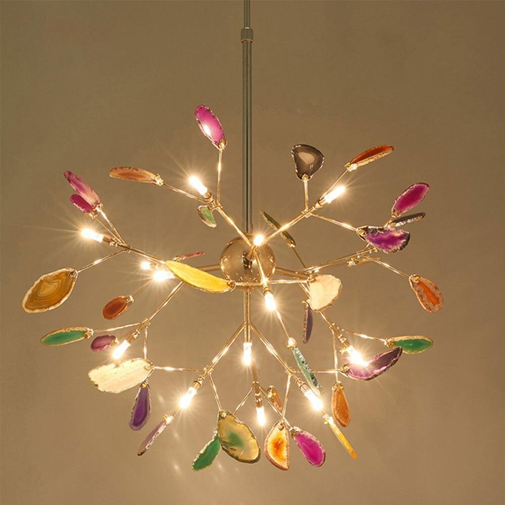 Agate Slice & Brass Chandelier