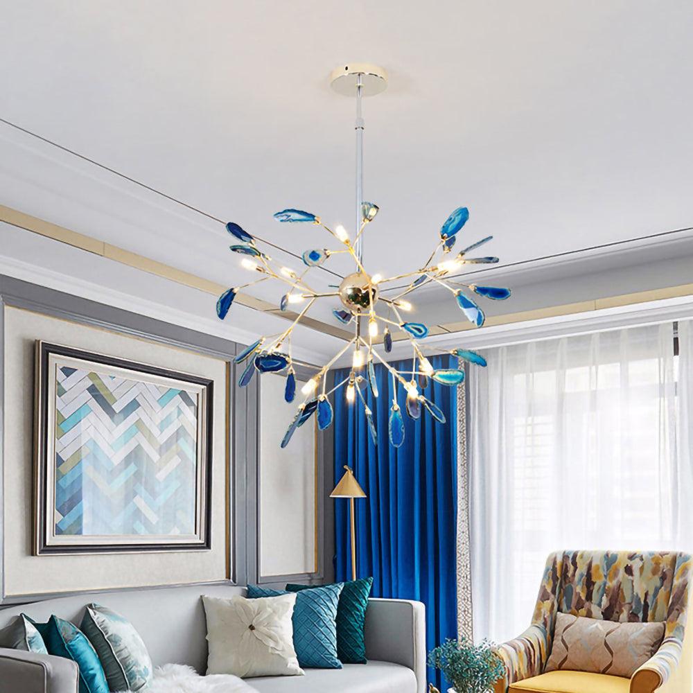 Agate Slice & Brass Chandelier
