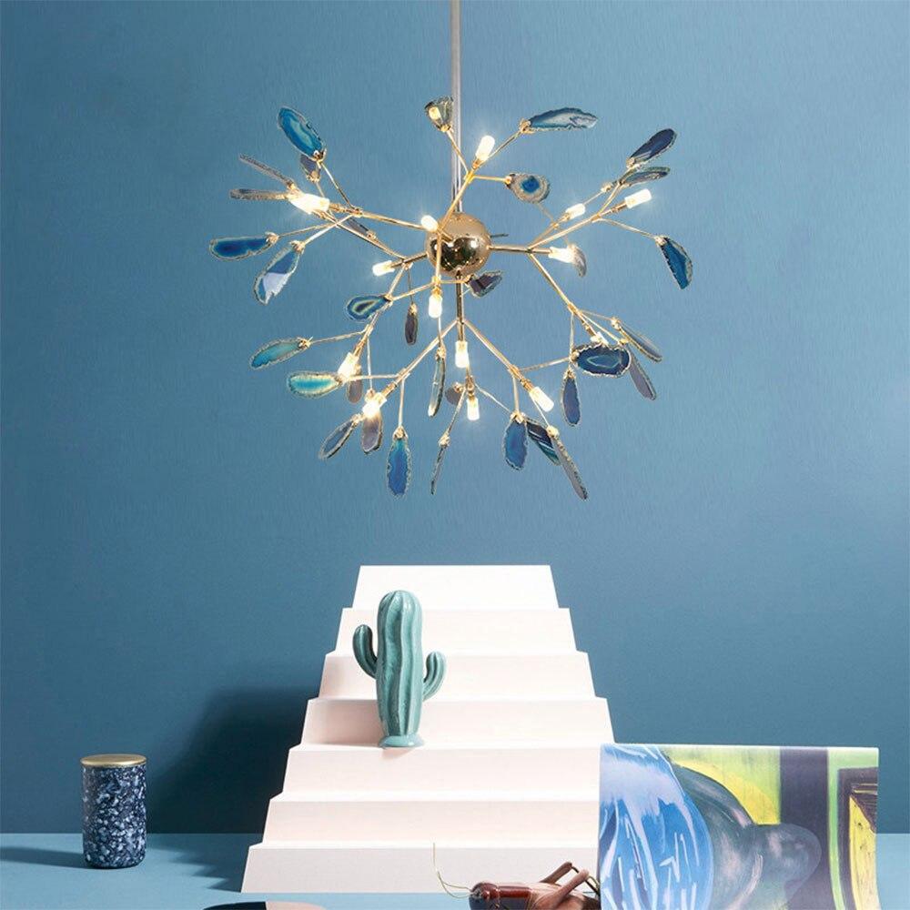 Agate Slice & Brass Chandelier