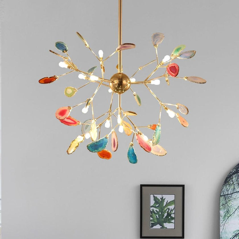 Agate Slice & Brass Chandelier