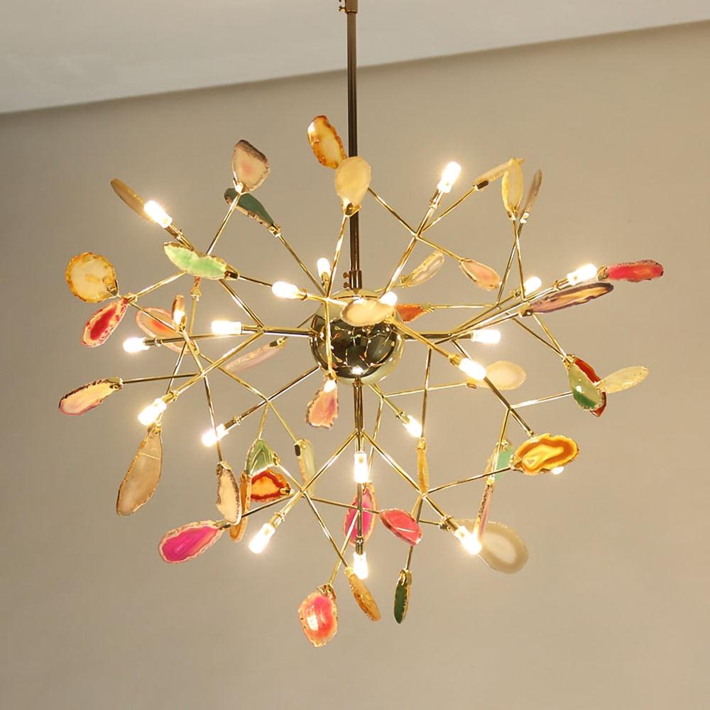 Agate Slice & Brass Chandelier