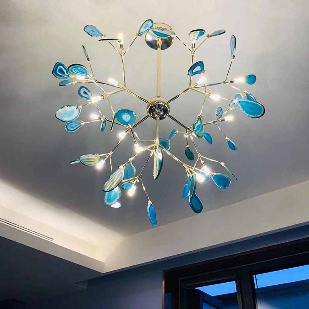 Agate Slice & Brass Chandelier