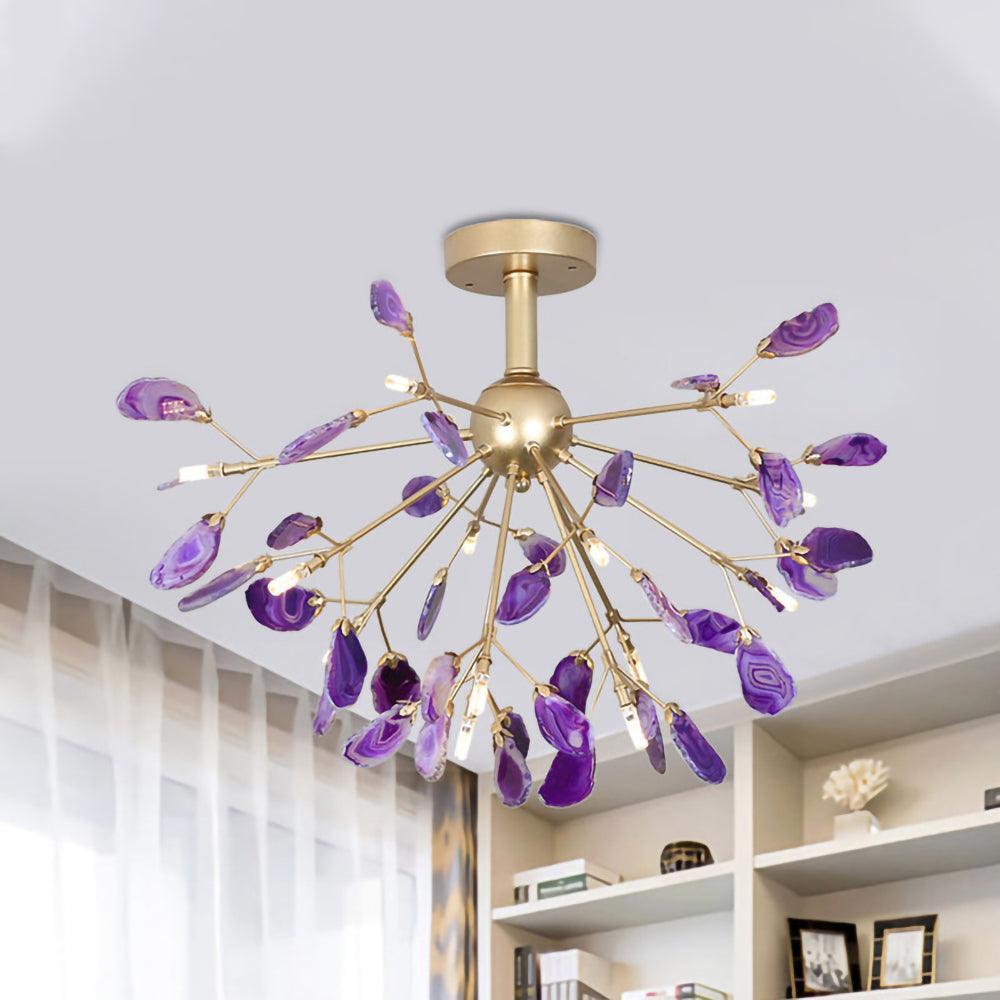 Agate Slice & Brass Chandelier