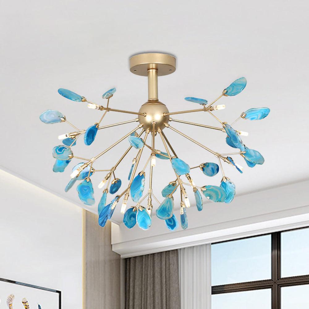 Agate Slice & Brass Chandelier