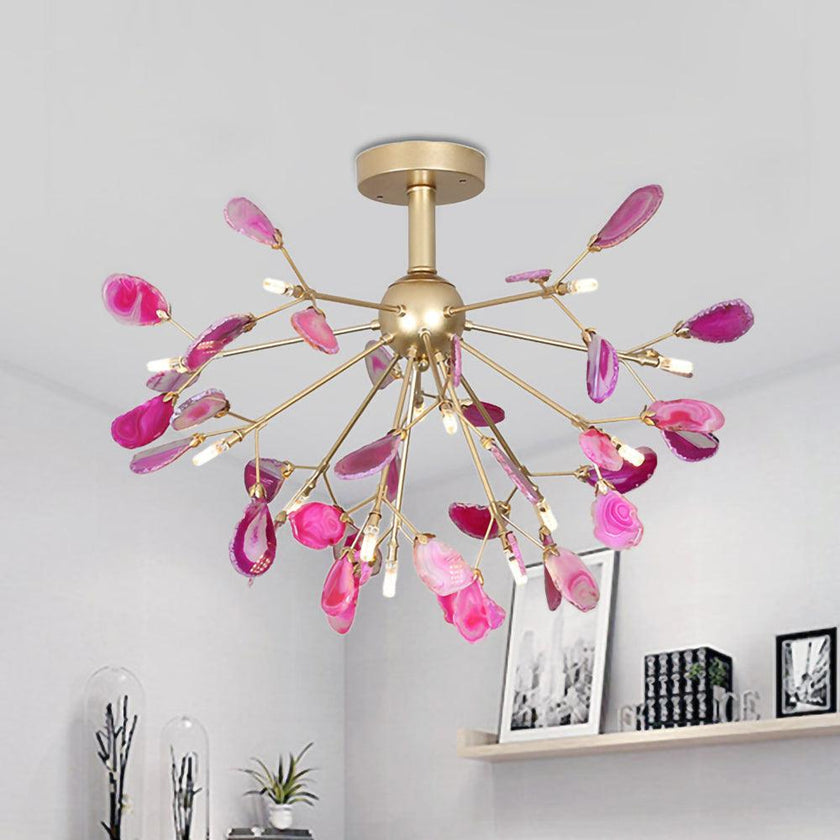 Agate Slice & Brass Chandelier