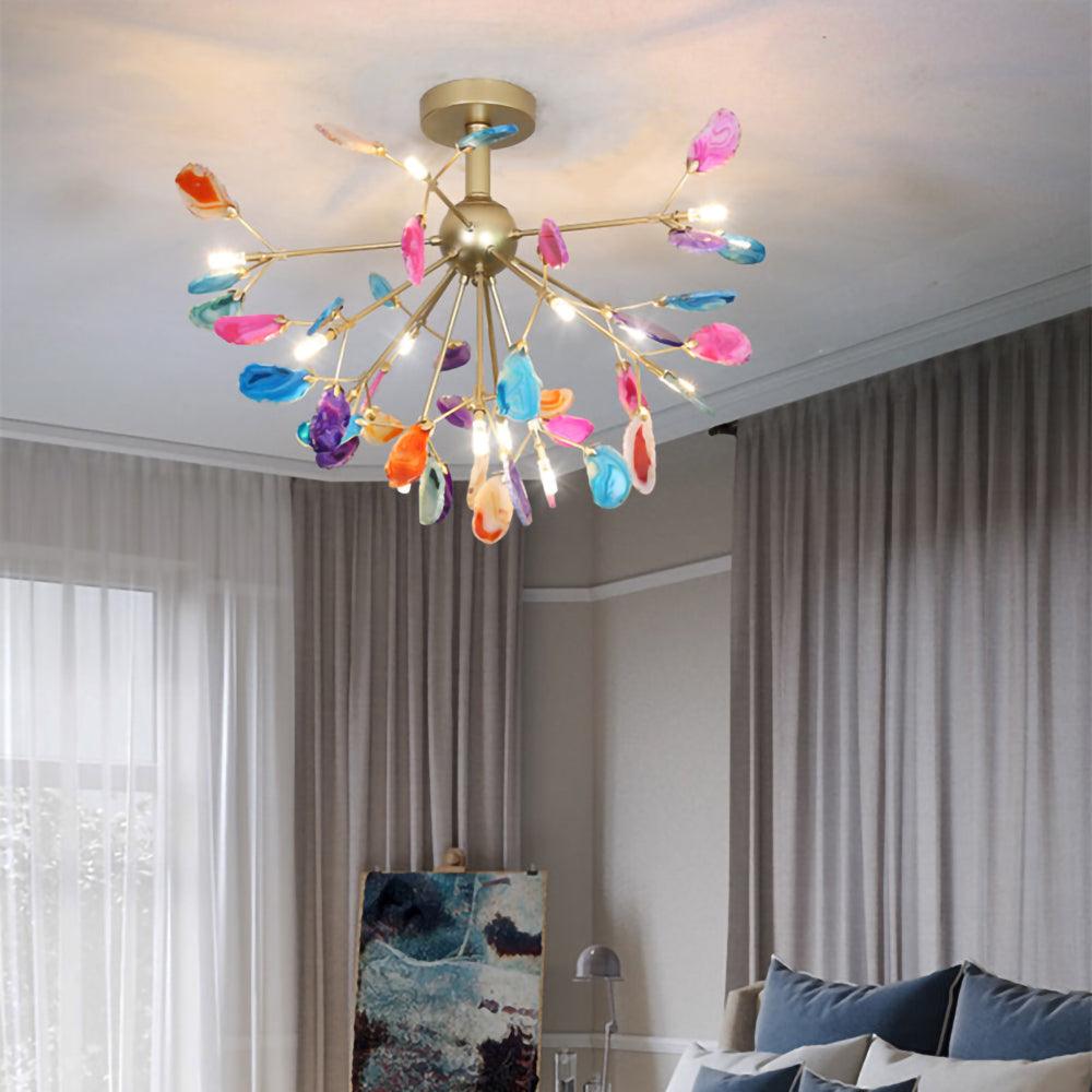 Agate Slice & Brass Chandelier