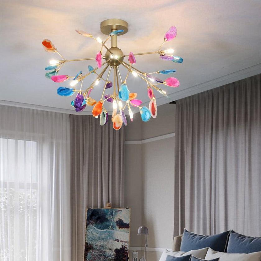 Agate Slice & Brass Chandelier
