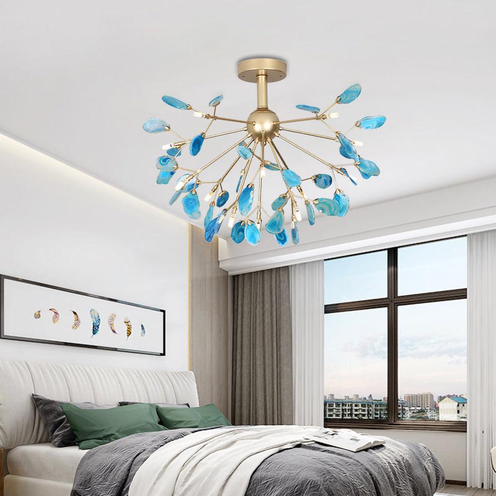 Agate Slice & Brass Chandelier