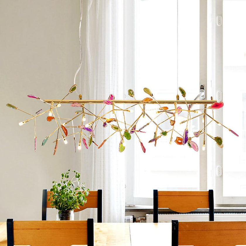 Agate Slice & Brass Chandelier