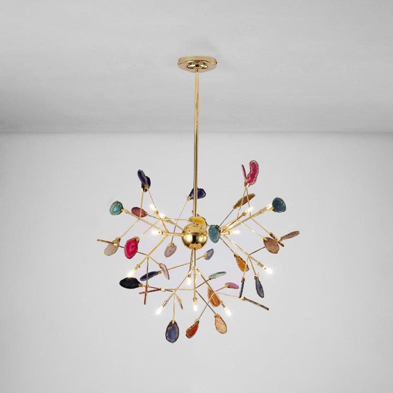 Agate Slice & Brass Chandelier
