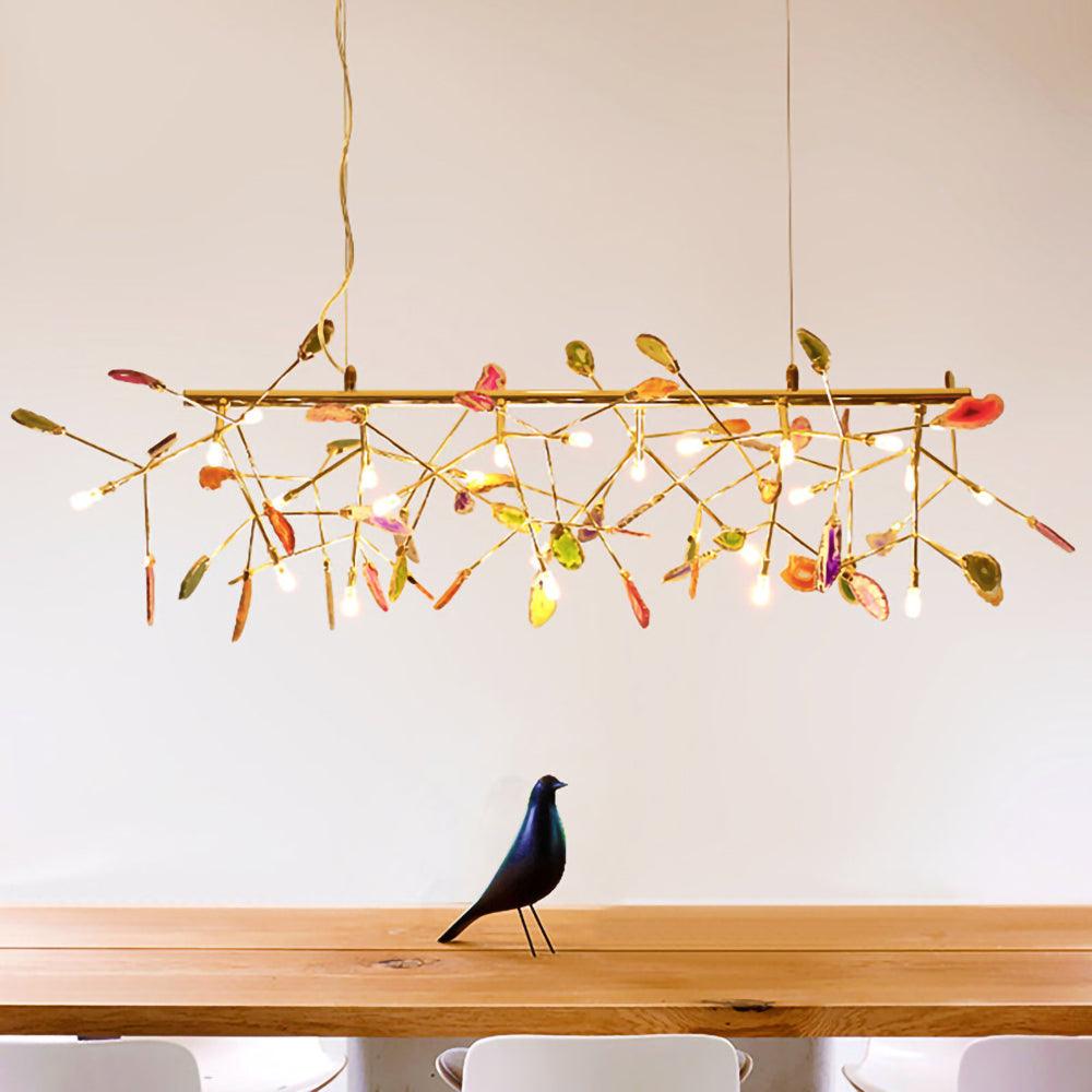 Agate Slice & Brass Chandelier